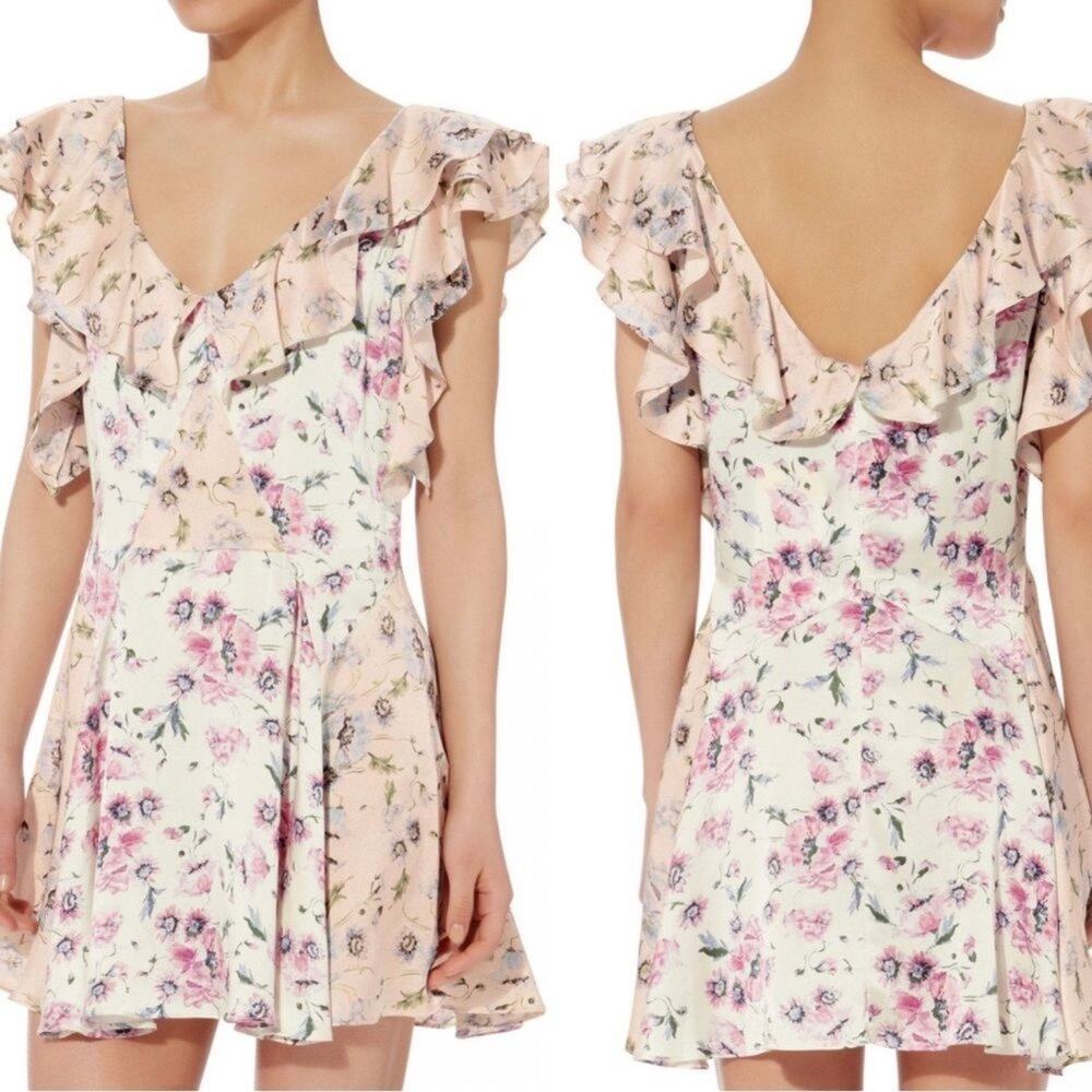 LoveShackFancy Frankie Dress Cream Silk Floral Ruffle Cottage Core Boho Size 6 - Picture 11 of 16